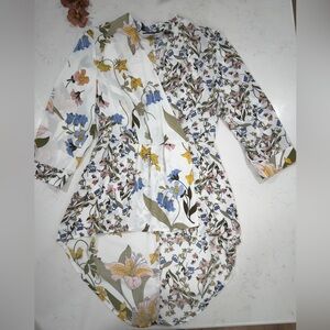 New York & Company White Floral Blouse